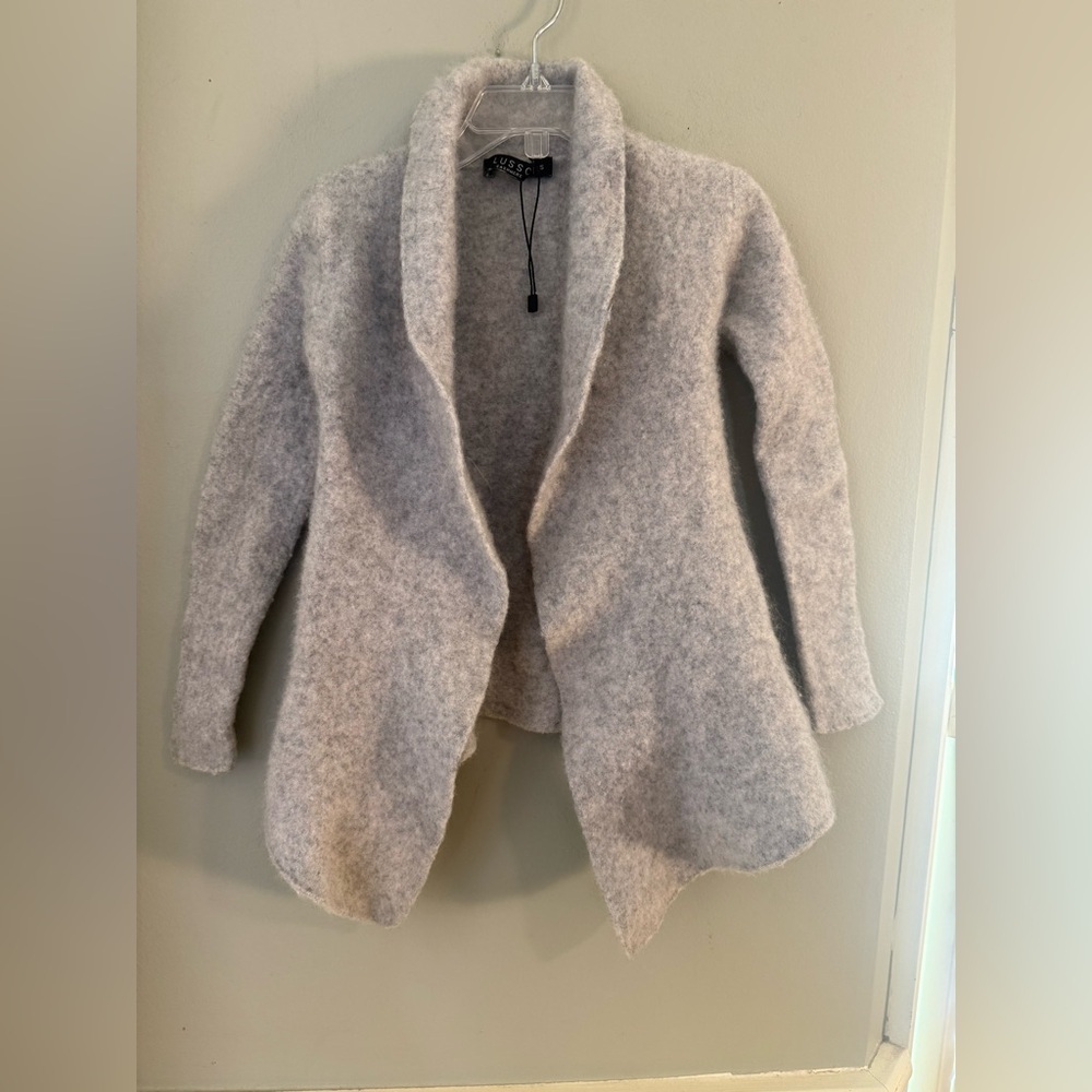 Lusso Kids 100% Cashmere Gray Open Front Cardigan Sweater | Size Small